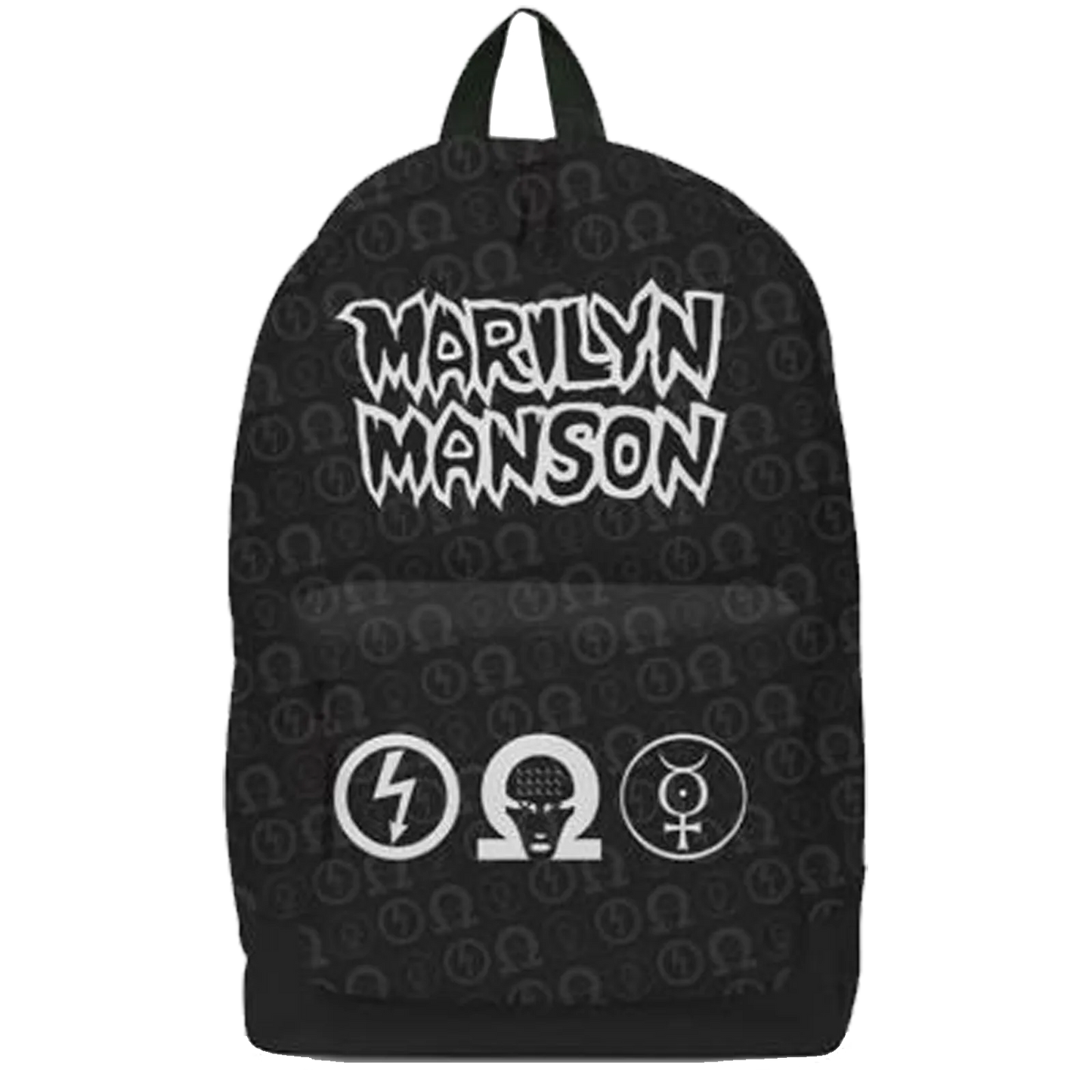 Sac à dos Marilyn Manson RockSax – Logo blanc et symboles sur fond noir
