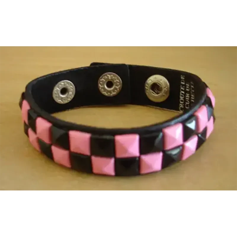 Bracelet PVC 2 rangs - rose/noir