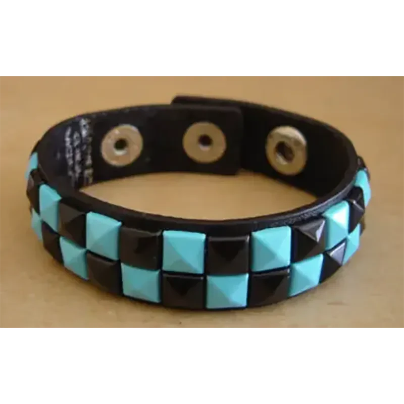 Bracelet PVC 2 rangs - bleu/noir