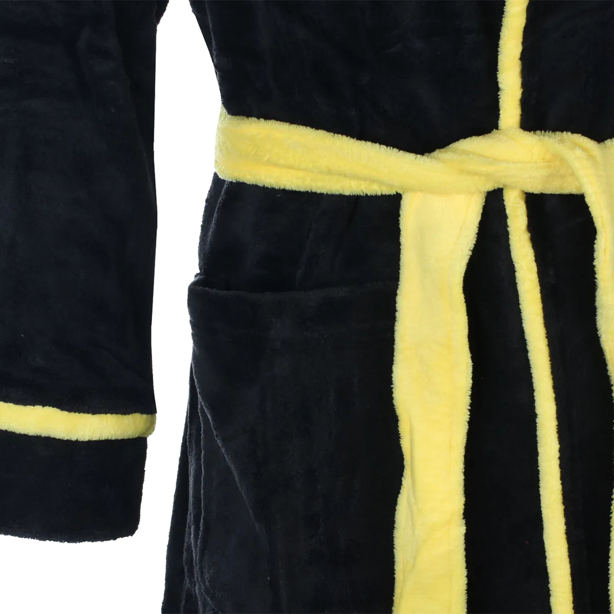 Ceinture jaune et poches du peignoir Nirvana noir