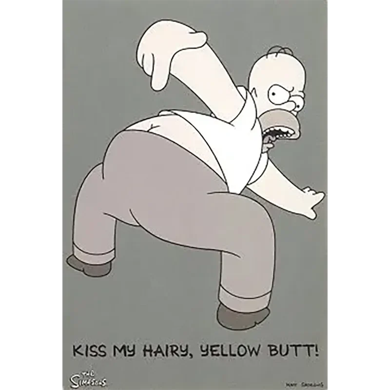 Carte postale Simpsons - Kiss my hairy yellow butt
