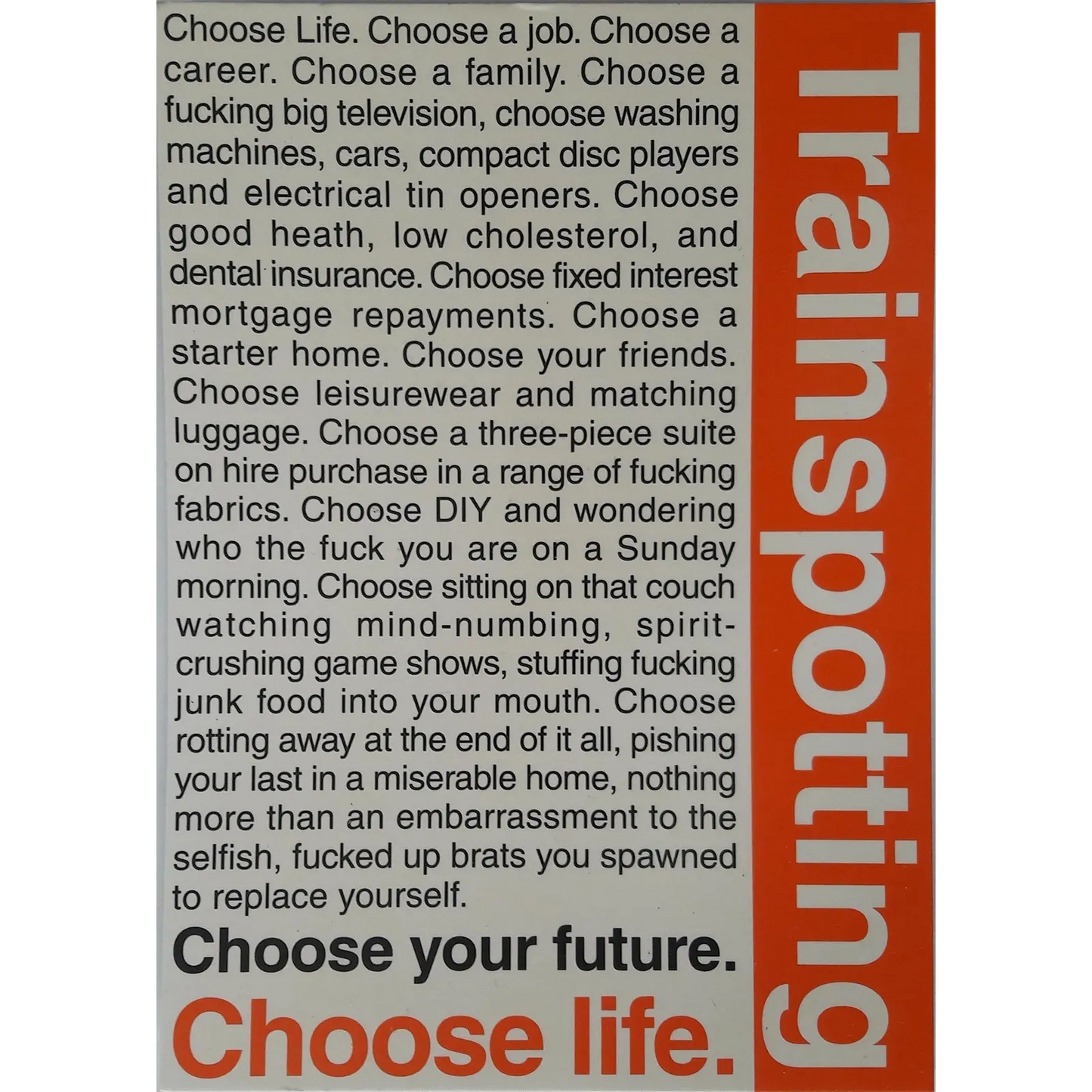 Postcard Trainspotting - Choose Life