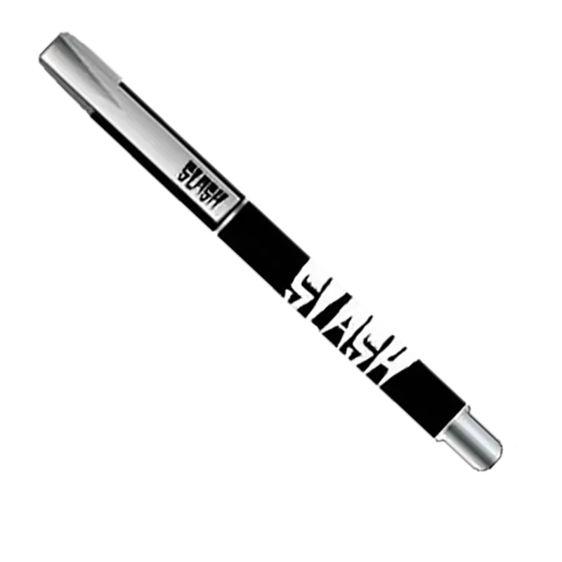 Gros plan sur le logo Slash en blanc sur fond noir