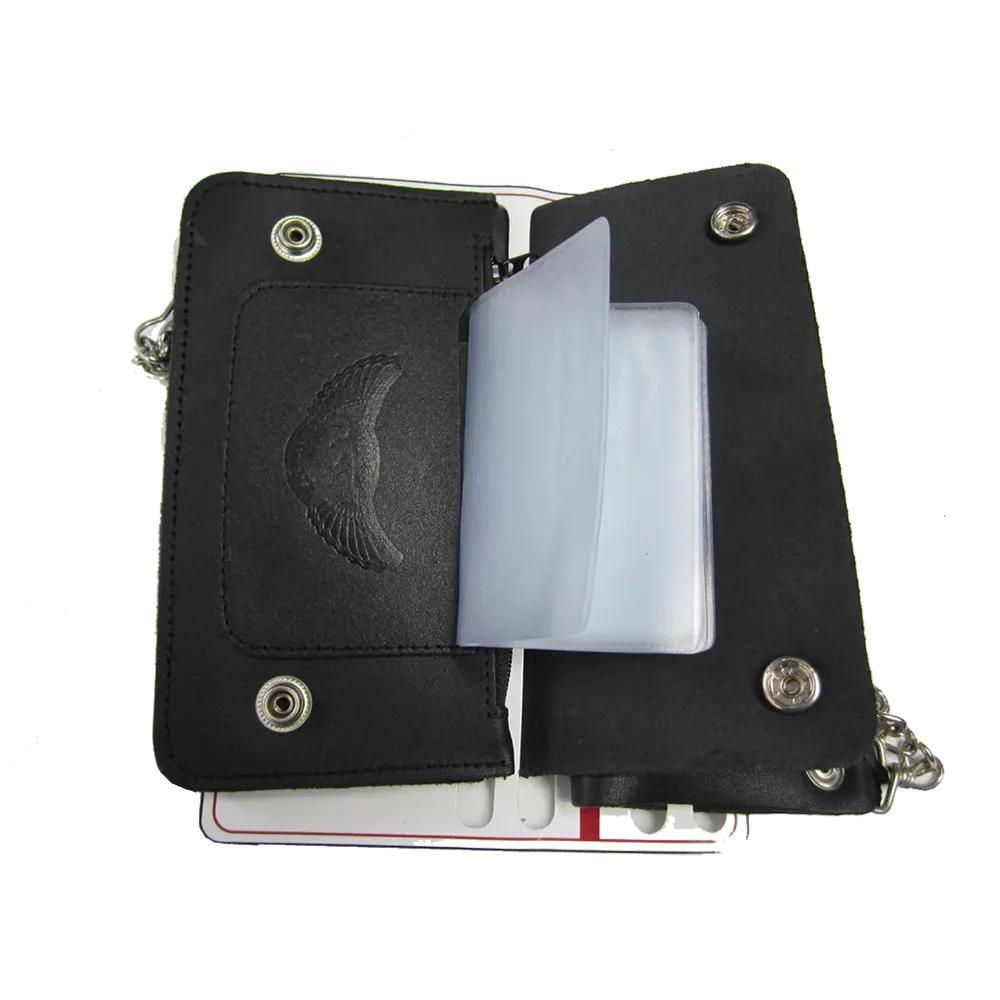 Portefeuille biker en cuir avec chaîne - Intérieur avec porte-cartes