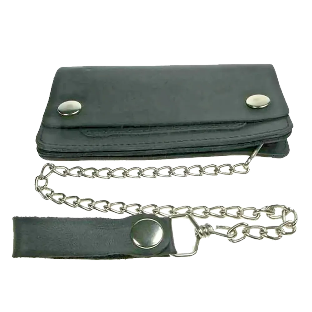 Portefeuille biker en cuir avec chaîne - Vue avant