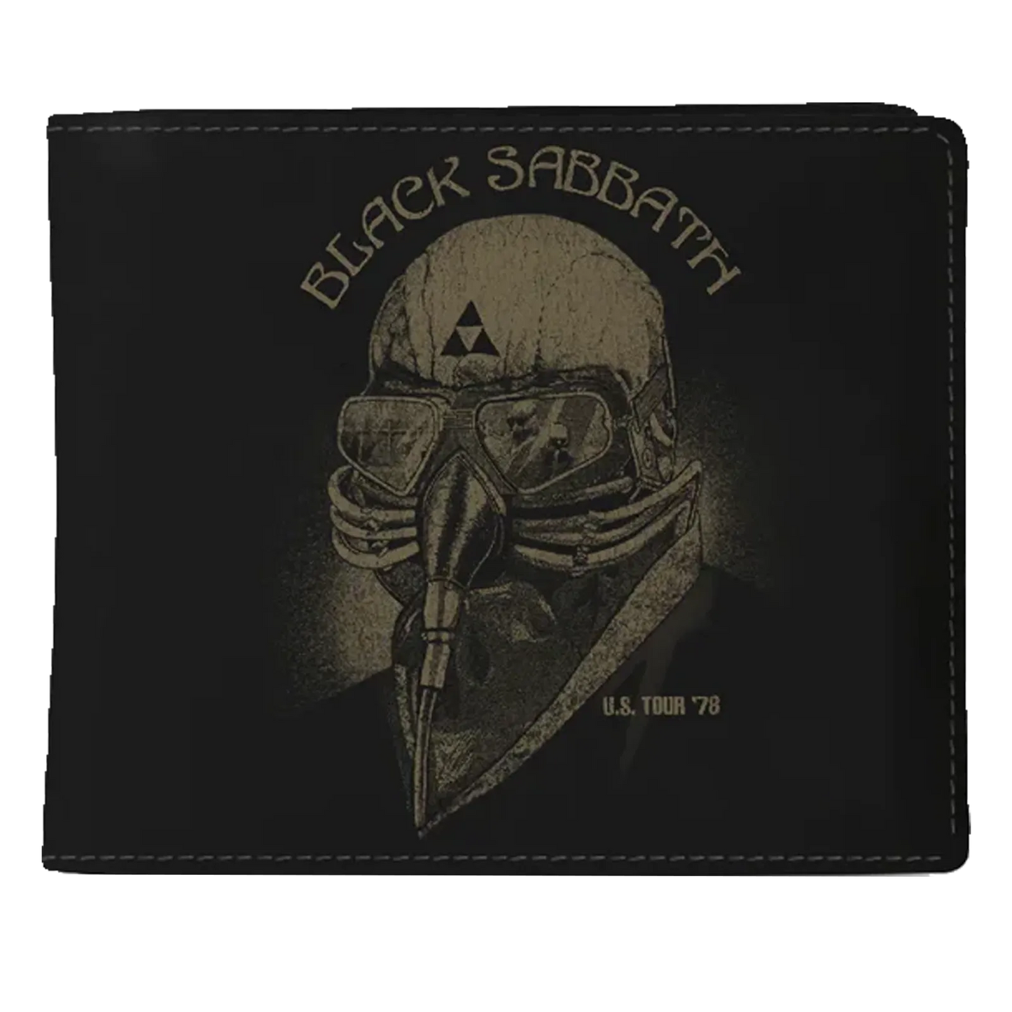 Portefeuille Black Sabbath U.S. Tour 78 vue de face avec design masque doré