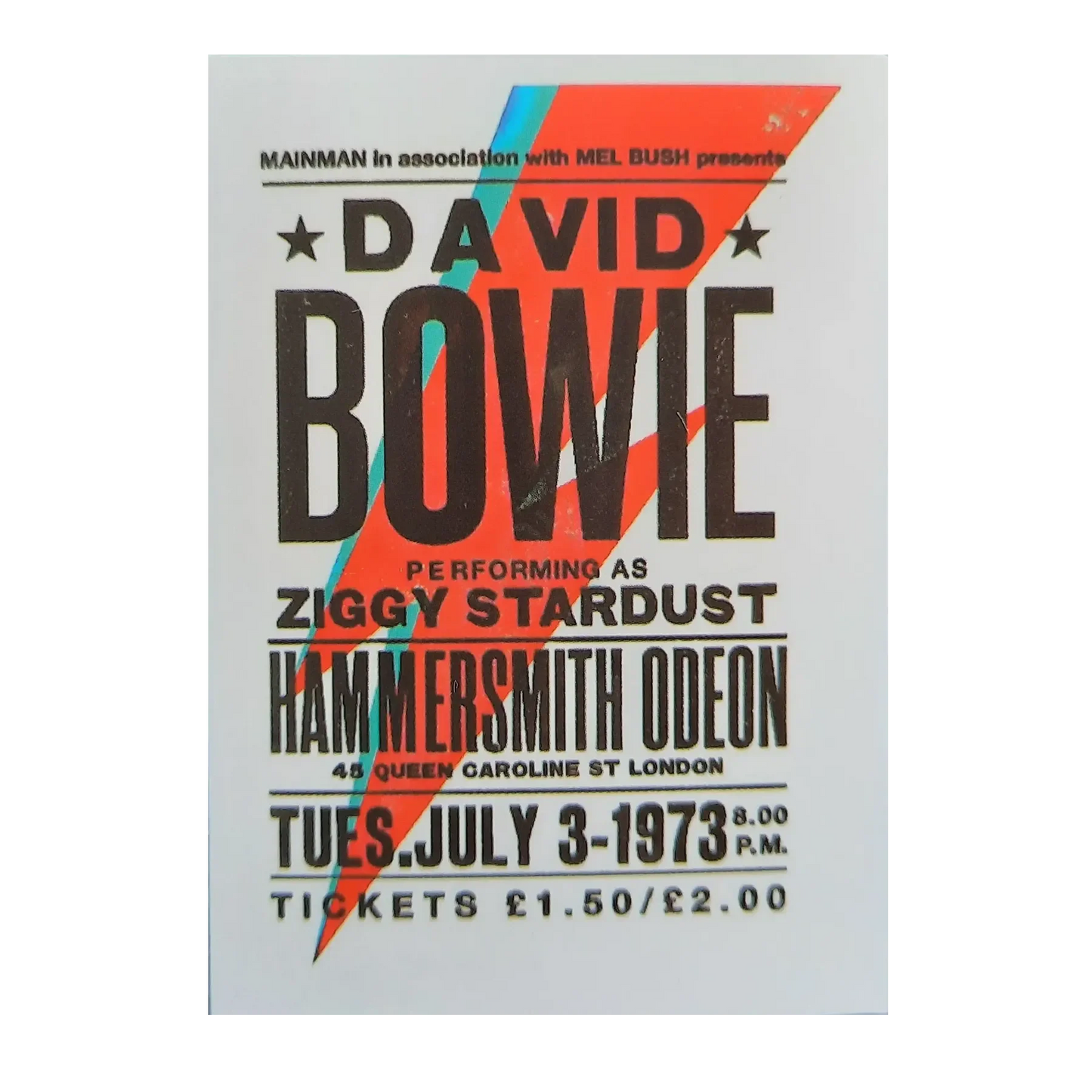 Sticker David Bowie - Ziggy Stardust at Hammersmith Odeon