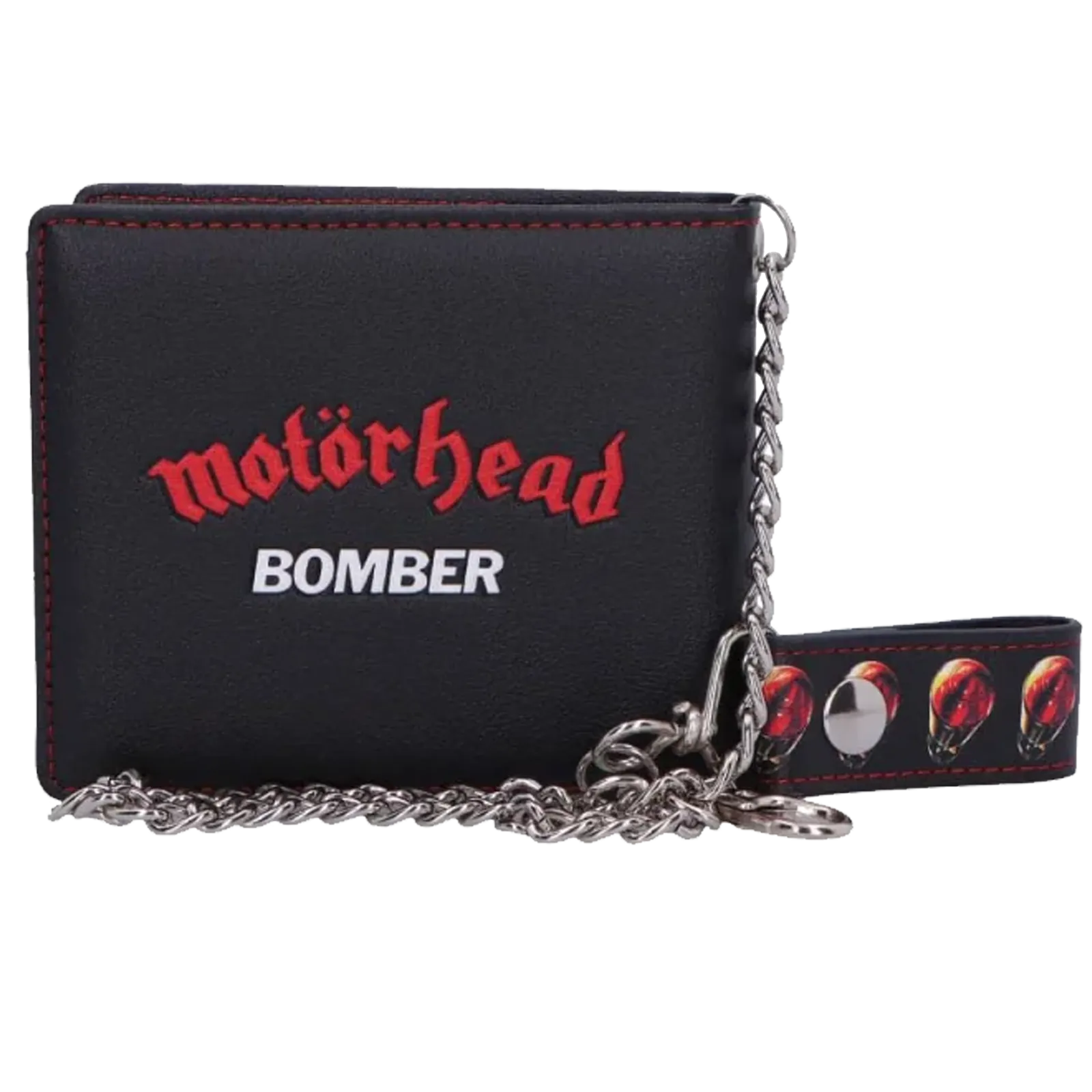 Portefeuille Motörhead noir avec artwork Bomber et couture rouge