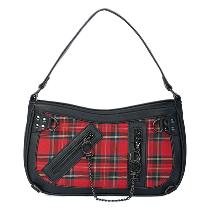 Sac Banned Alternative Entangled – face avant tartan rouge et chaînes