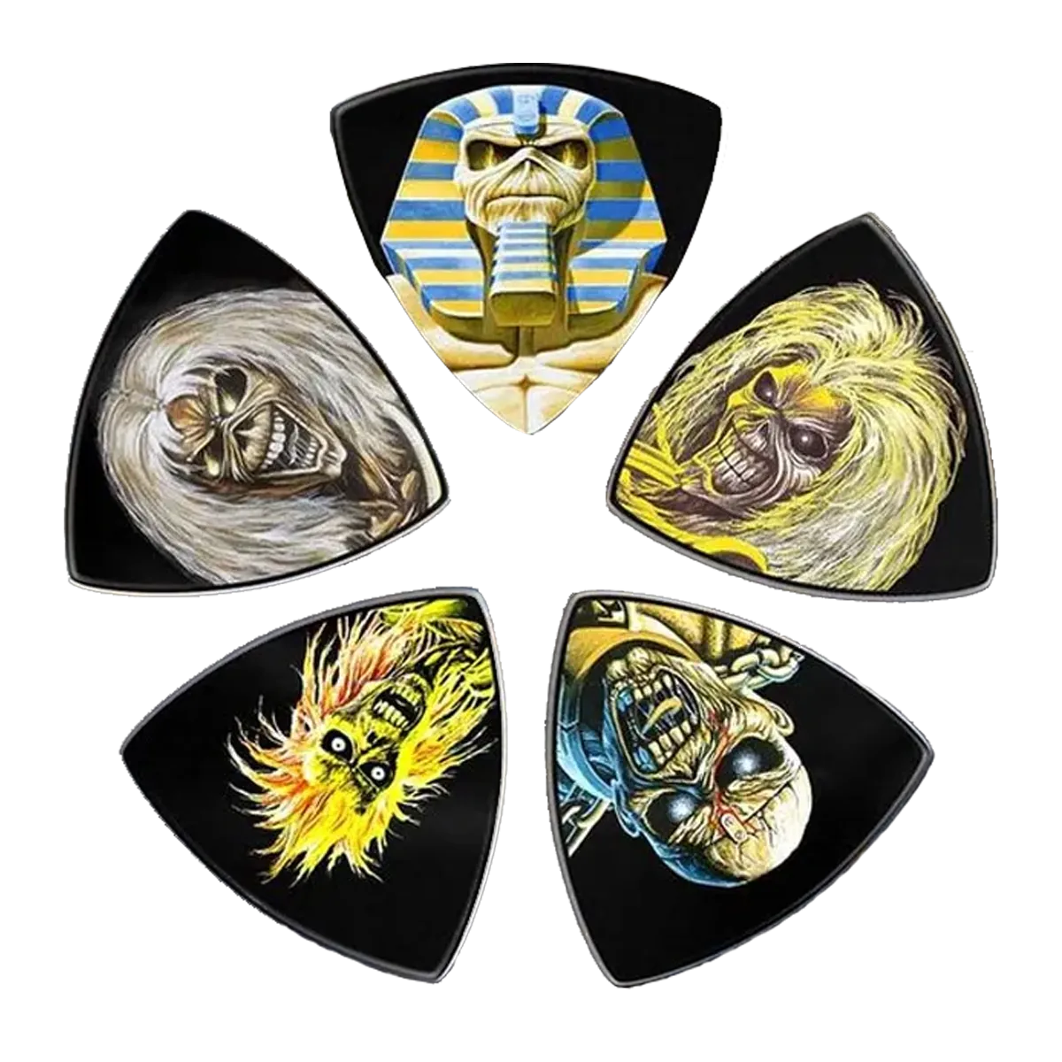 Ensemble de médiators tri-tip Iron Maiden assortis, décorés de visuels divers