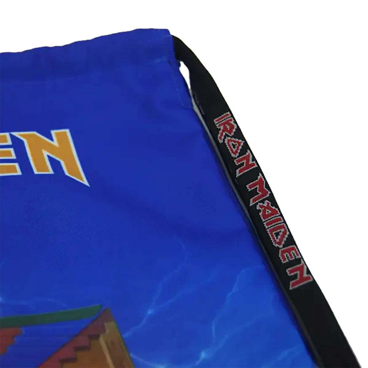 Zoom cordon – Détail du cordon "Iron Maiden" du sac Powerslave