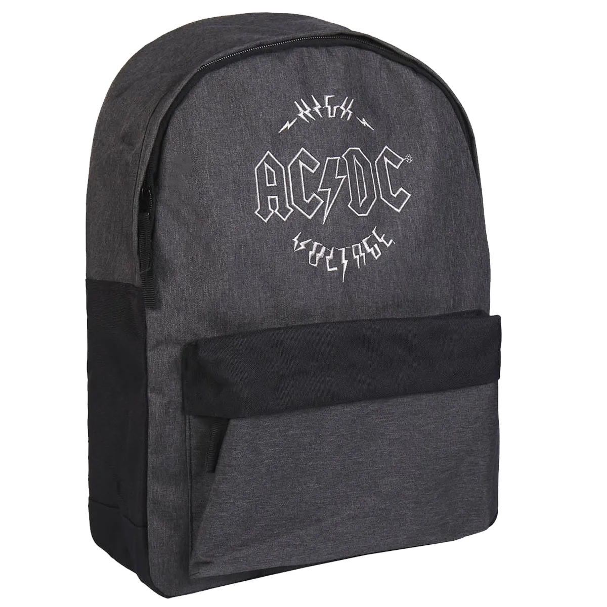 Sac à dos AC/DC High Voltage gris – vue 3/4, logo brodé