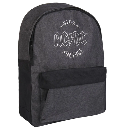 Sac à dos AC/DC High Voltage gris – vue 3/4, logo brodé