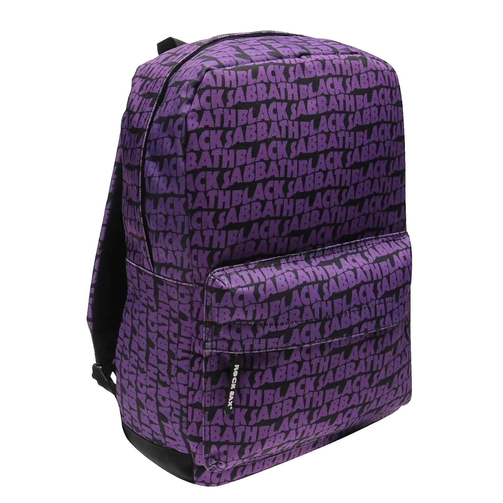 Sac à dos Black Sabbath RockSax violet, vue 3/4 avec poche frontale