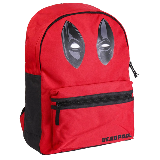 Sac à dos Deadpool officiel Cerda rouge, yeux du masque, vue avant 44×31×16 cm