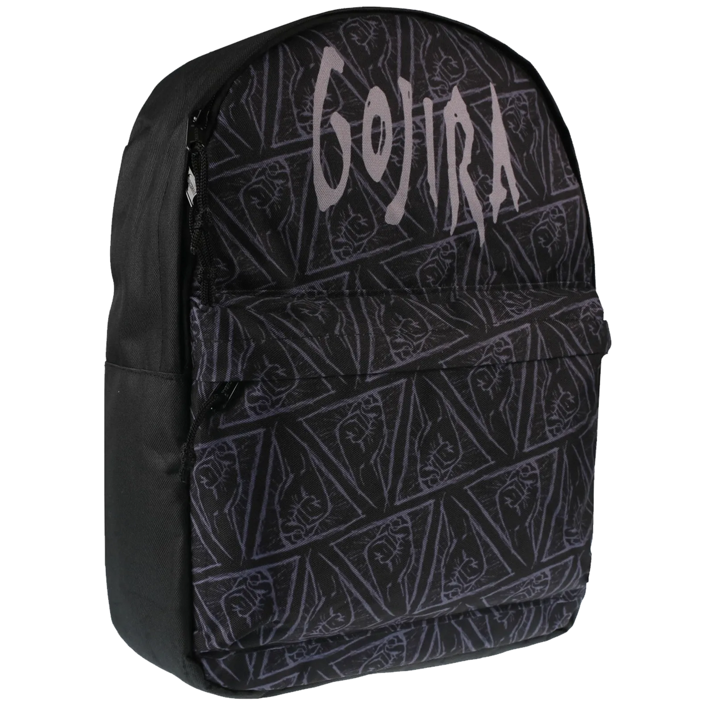 Sac à dos GOJIRA RockSax — vue 3/4 face, motif totem sombre