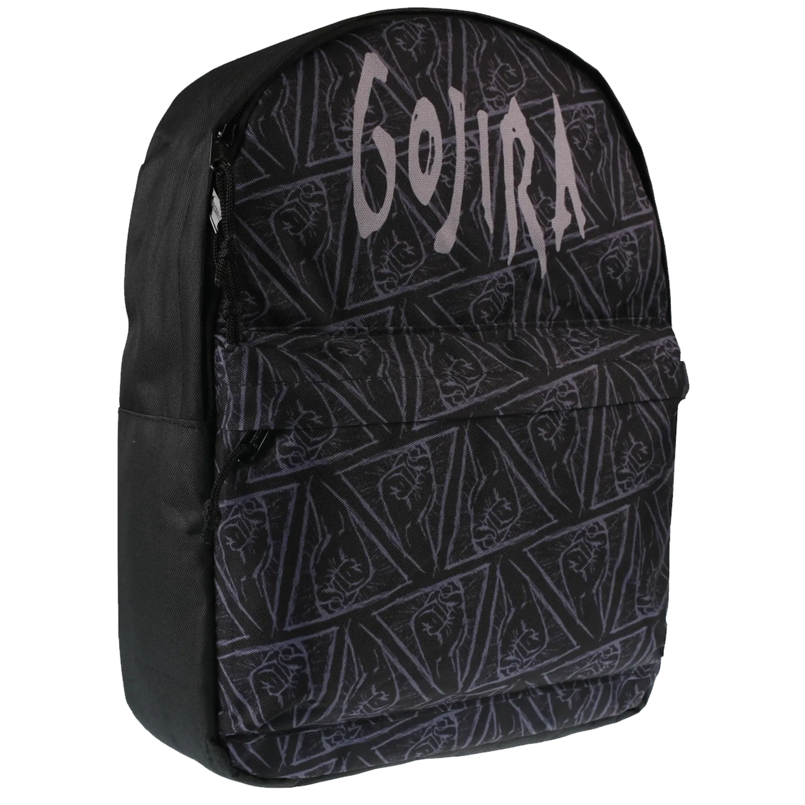Sac à dos GOJIRA RockSax — vue 3/4 face, motif totem sombre