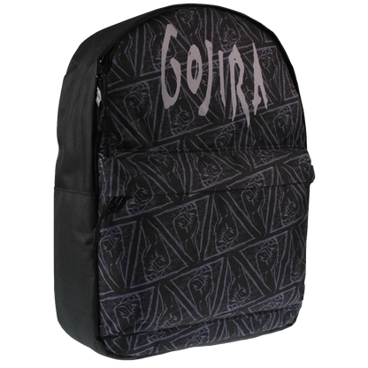 Sac à dos GOJIRA RockSax — vue 3/4 face, motif totem sombre