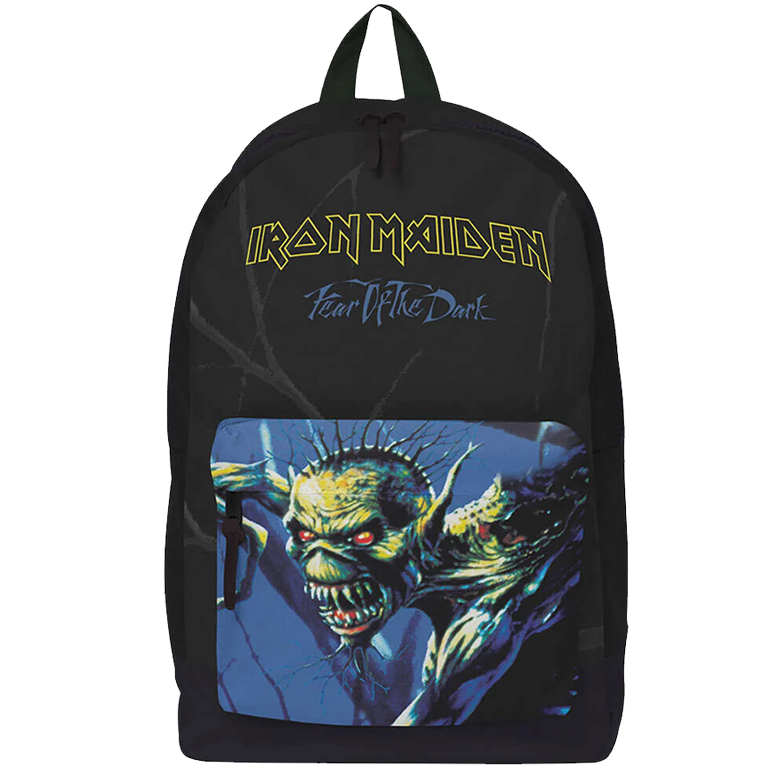 Sac à dos Iron Maiden Fear of the Dark RockSax avec visuel Eddie sur fond bleu