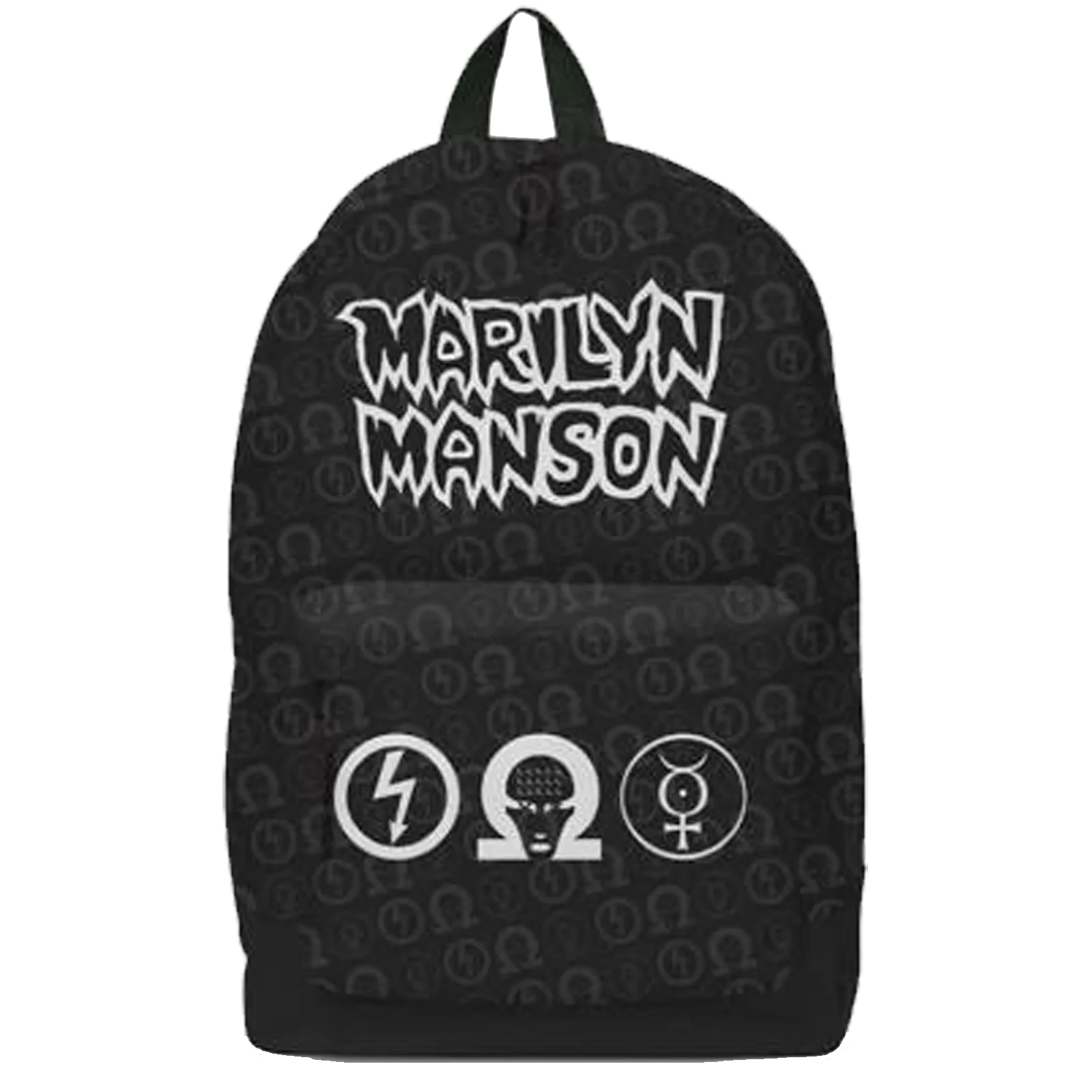 Sac à dos Marilyn Manson RockSax – Logo blanc et symboles sur fond noir