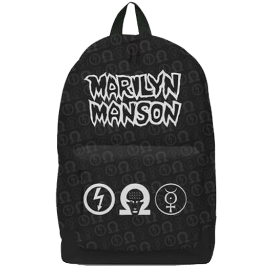 Sac à dos Marilyn Manson RockSax – Logo blanc et symboles sur fond noir