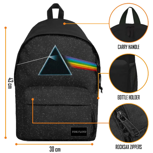 Sac à dos Pink Floyd The Dark Side of the Moon - vue technique avec dimensions et détails