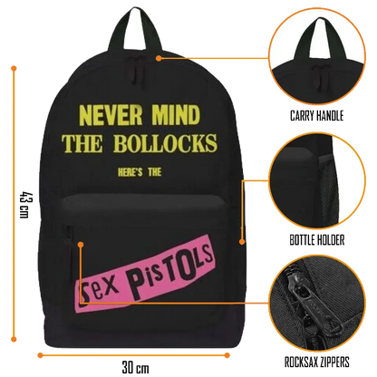 Sac à dos Sex Pistols Never Mind the Bollocks - poignée, poche latérale et zip