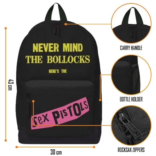 Sac à dos Sex Pistols Never Mind the Bollocks - poignée, poche latérale et zip