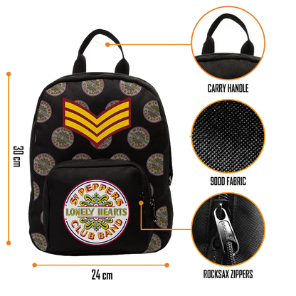 Sac Beatles Sgt. Pepper’s RockSax noir, compact et résistant 30 × 24 × 9,5 cm
