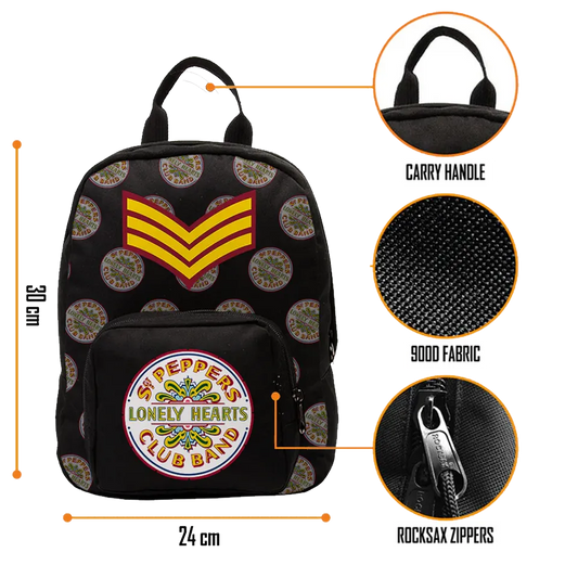 Sac Beatles Sgt. Pepper’s RockSax noir, compact et résistant 30 × 24 × 9,5 cm