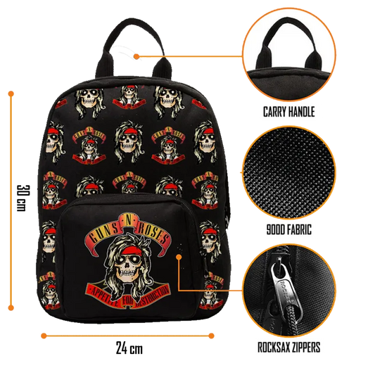 Sac Guns N’ Roses RockSax noir, compact et résistant 30 × 24 × 9,5 cm