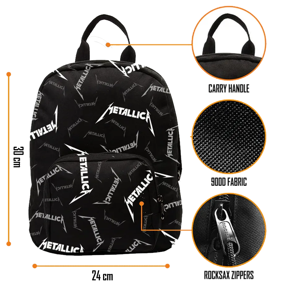 Sac Metallica RockSax noir, compact et résistant 30 × 24 × 9,5 cm