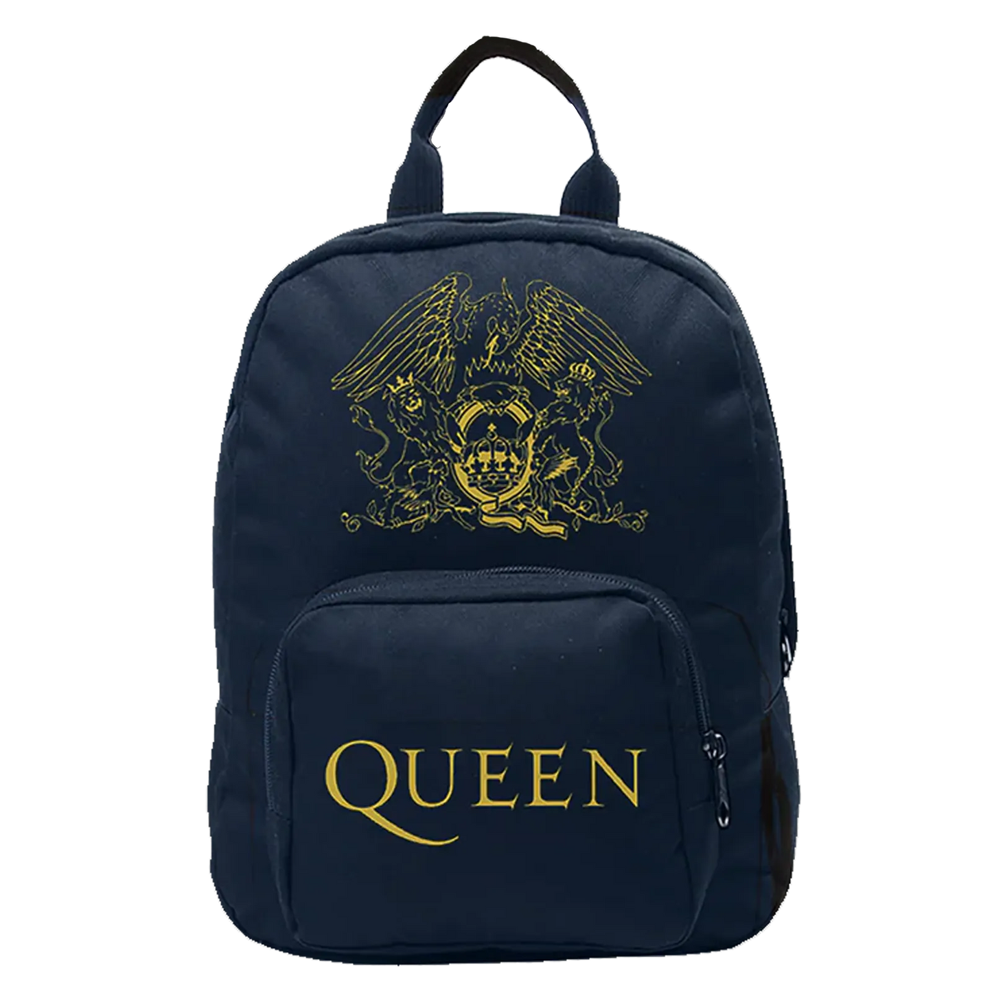 Mini sac à dos Queen Crest Logo doré sur fond bleu nuit par RockSax