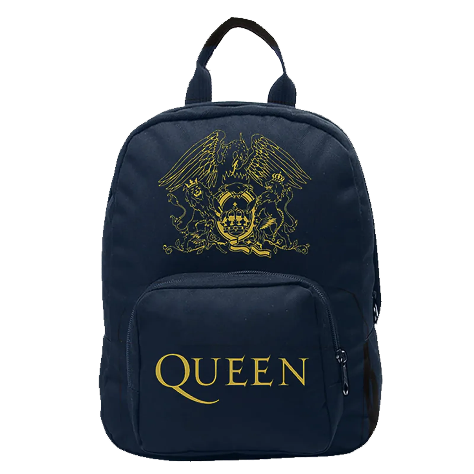 Mini sac à dos Queen Crest Logo doré sur fond bleu nuit par RockSax