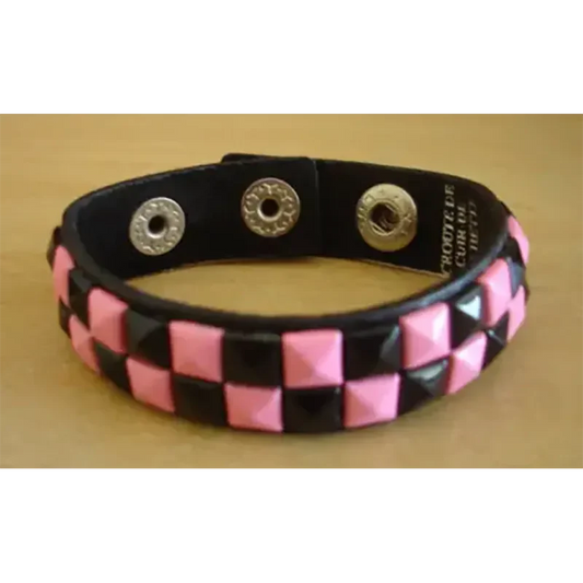 Bracelet PCV 2 rows - rose/noir