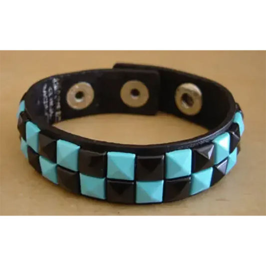 Bracelet PCV 2 rows - bleu/noir