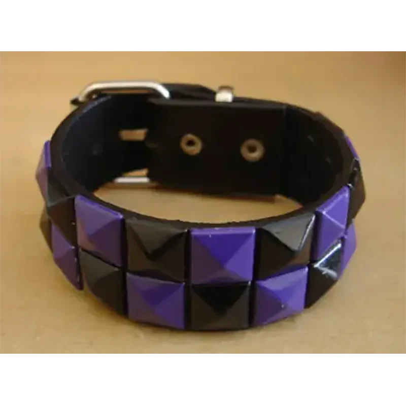 Bracelet PVC 2 rangs - violet/noir