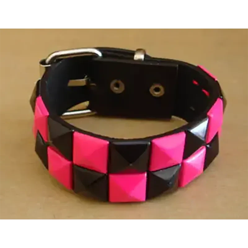 Bracelet PCV 2 rows - rose/noir