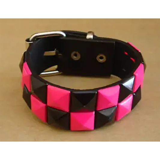 Bracelet PCV 2 rows - rose/noir