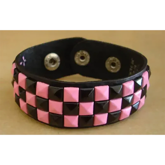 Bracelet PCV 3 rows - rose/noir
