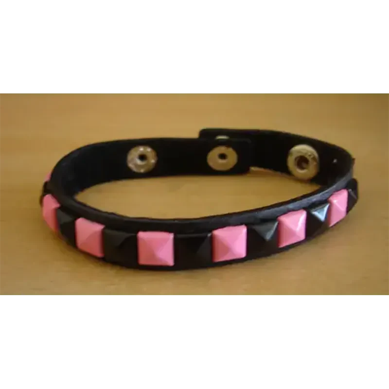 Bracelet PVC 1 rang - rose/noir