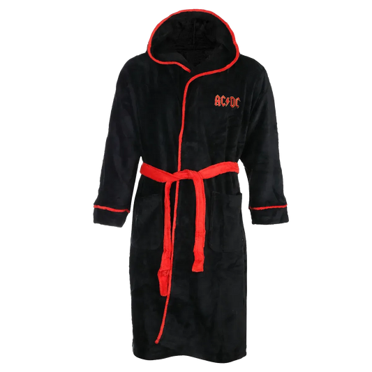 peignoir ac/dc noir capuche logo brodé
