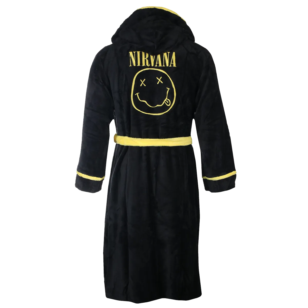 Peignoir Nirvana officiel noir avec grand smiley brodé au dos