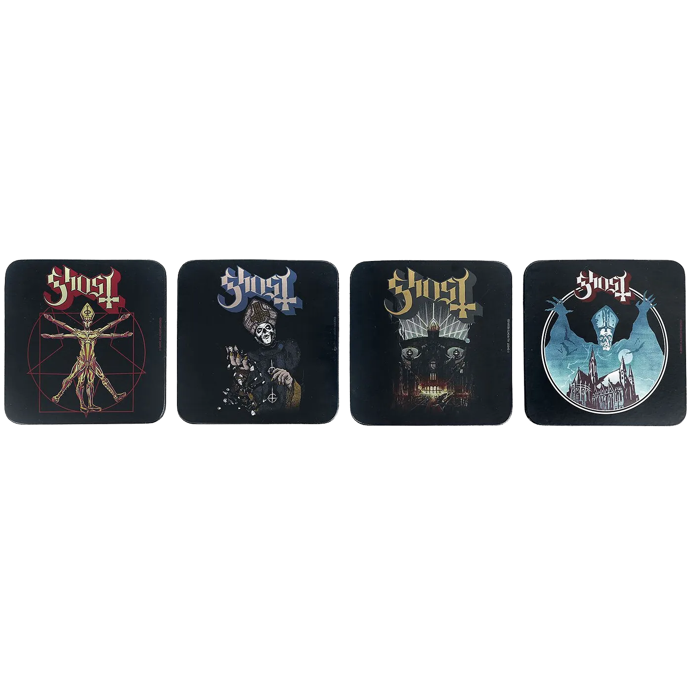 Lot de 4 sous-verres Ghost - visuels collectors du groupe suédois