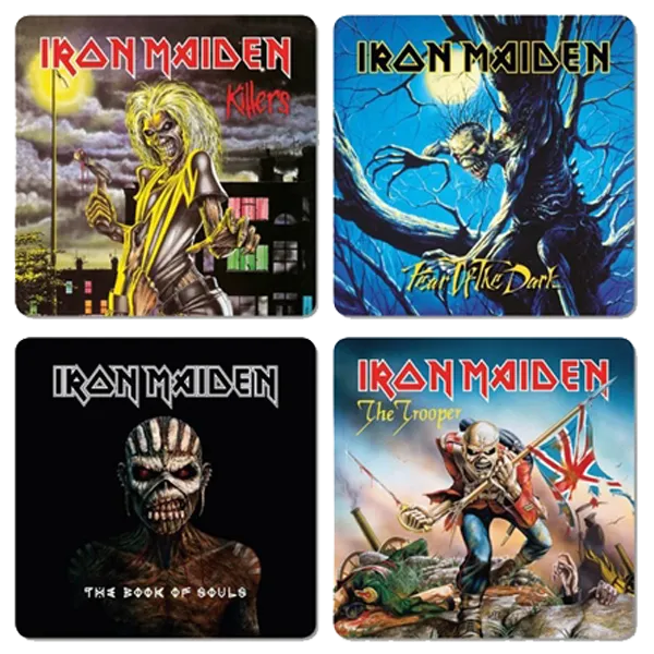 4 sous-bocks Iron Maiden : Killers, Fear of the Dark, The Book of Souls, The Trooper