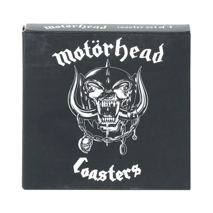 Boîte collector Motörhead Coasters avec logo War-Pig Snaggletooth en noir et blanc