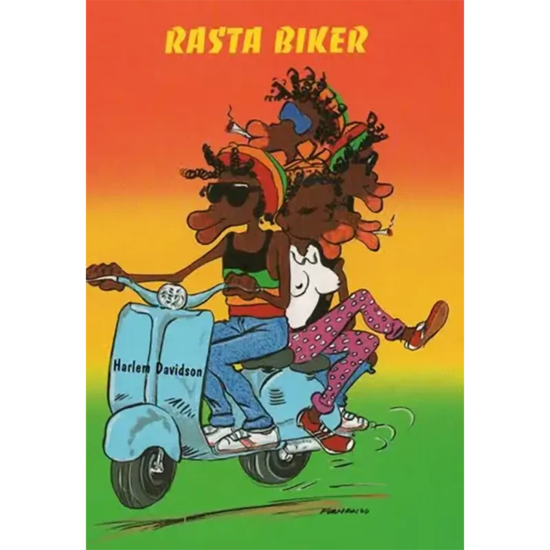 Carte postale Reggae - Jimmy rasta biker