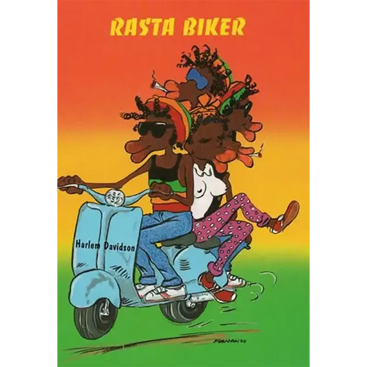 Postcard Reggae - Jimmy rasta biker