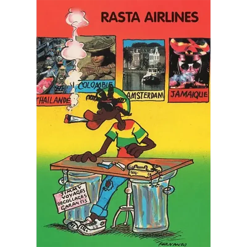 Carte postale Reggae - Jimmy rasta airlines