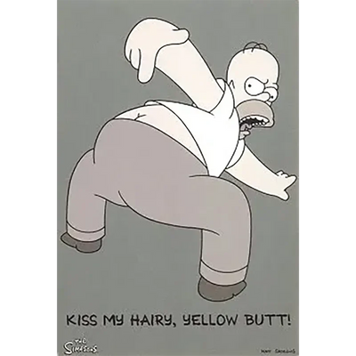 Carte postale Simpsons - Kiss my hairy yellow butt